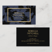 Mitternachtsblaues Blumenmuster mit goldenen Akzen Visitenkarte (Vorne/Hinten)