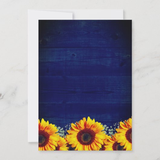 Mitternachtsblaues Brautparty Sonnenblumensaite Einladung (Rückseite)