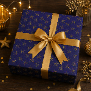 Mitternachtsblaues und goldenes Sternenverpackungs Geschenkpapier