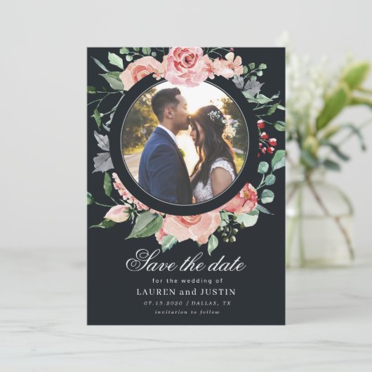 Mitternachtsblume Blumenkohl Save the Date Foto Ka (Stehend Vorderseite)