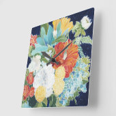Mitternachtsblumen-III Quadratische Wanduhr (Winkel)