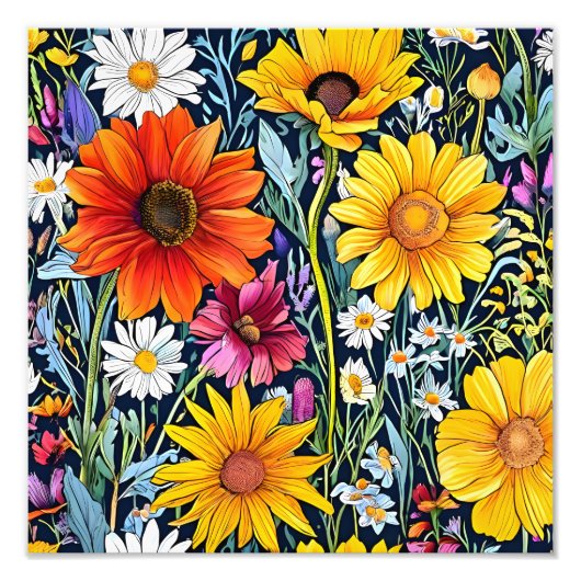 Mitternachtsblut - florales nahtloses Muster Fotodruck (Vorne)