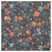 Mitternachtsblut: Orange und Blue Floral Symphony Stoff (Muster)