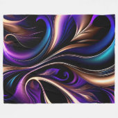 Mitternachtsblut - Tief Lila, Aquamarin und Gold A Fleecedecke (Vorderseite (Horizontal))