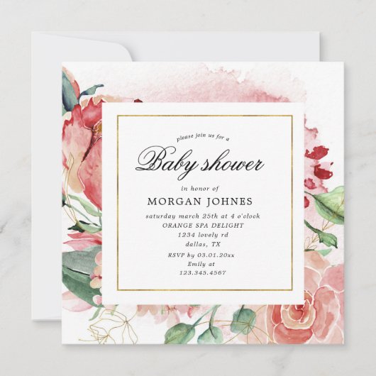 Mitternachtsblüte Blumenquadrat Babydusche (Vorderseite)