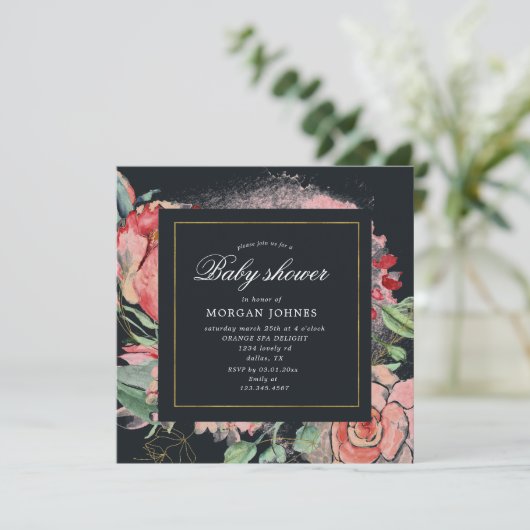 Mitternachtsblüte Blumenquadrat Babydusche (Stehend Vorderseite)