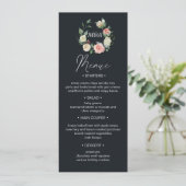 Mitternachtsblüte Blütenblüte Hochzeitsessen Menü Einladung (Stehend Vorderseite)