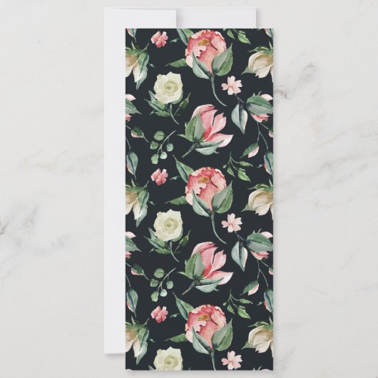 Mitternachtsblüte Blütenblüte Hochzeitsessen Menü Einladung (Rückseite)