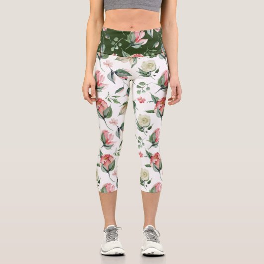 Mitternachtsblüte Capri Leggings (Vorderseite)