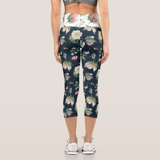 Mitternachtsblüte Capri Leggings (Rückseite)