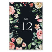 Mitternachtsblüte elegante Blumenkarte blauer Blum Tischnummer (Rückseite)