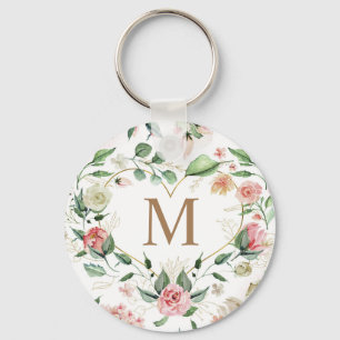 Mitternachtsblüte, elegante Kleider-Monogramm Schlüsselanhänger