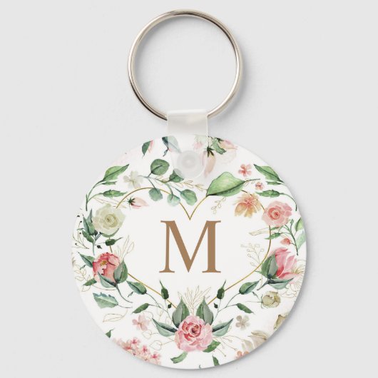 Mitternachtsblüte, elegante Kleider-Monogramm Schlüsselanhänger (Vorderseite)