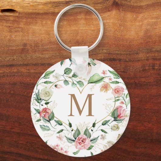 Mitternachtsblüte, elegante Kleider-Monogramm Schlüsselanhänger (Vorderseite)