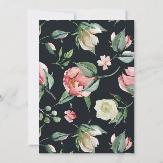 Mitternachtsblüte Rose Blumenankündigung Einladung (Rückseite)