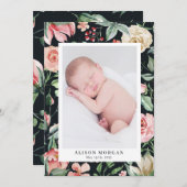 Mitternachtsblüte Rose Blumenankündigung Einladung (Vorne/Hinten)