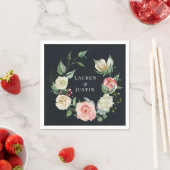 Mitternachtsblüten-Blumen-Monogramm-Papier-Serviet Serviette (Beispiel)