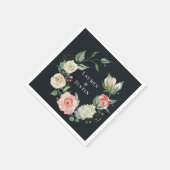 Mitternachtsblüten-Blumen-Monogramm-Papier-Serviet Serviette (Ecke)