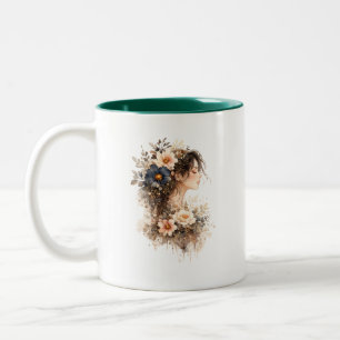 Mitternachtsblüten-Blumen-Tasse Zweifarbige Tasse