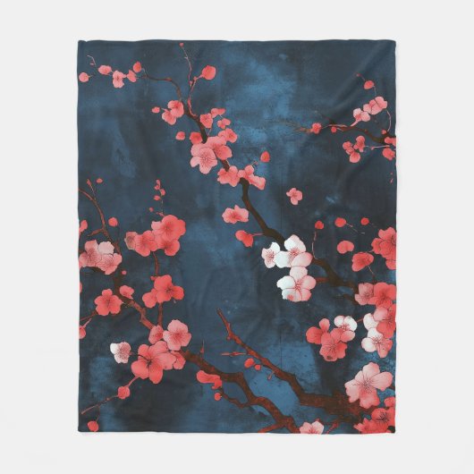 Mitternachtsblüten Fleecedecke (Vorderseite)