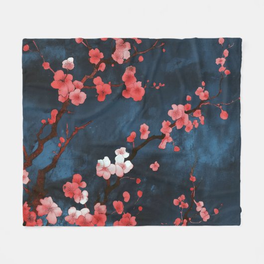 Mitternachtsblüten Fleecedecke (Vorderseite (Horizontal))