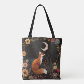 Mitternachtsblüten-Fuchs-Waldland Tasche (Rückseite)