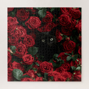 Mitternachtsblüten Katzen Puzzle