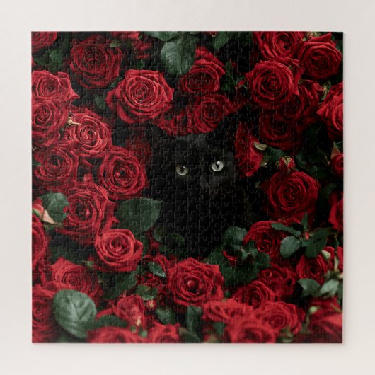 Mitternachtsblüten Katzen Puzzle (Vertikal)