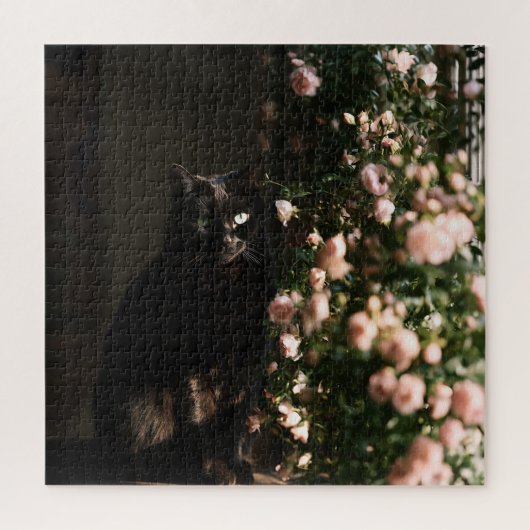 Mitternachtsblüten Katzen Puzzle (Vertikal)
