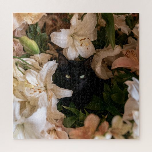 Mitternachtsblüten Katzen Puzzle (Vertikal)