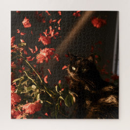 Mitternachtsblüten Katzen Puzzle