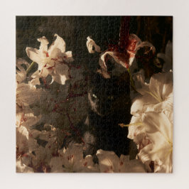 Mitternachtsblüten Katzen Puzzle