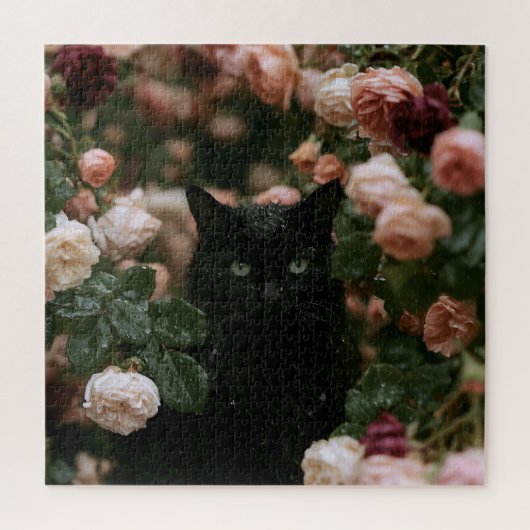 Mitternachtsblüten Katzen Puzzle (Vertikal)