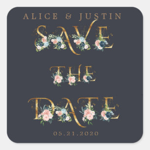 Mitternachtsblütengold Save the Date Aufkleber