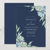 Mitternachtsblütenhochzeit Einladung (Vorne/Hinten)