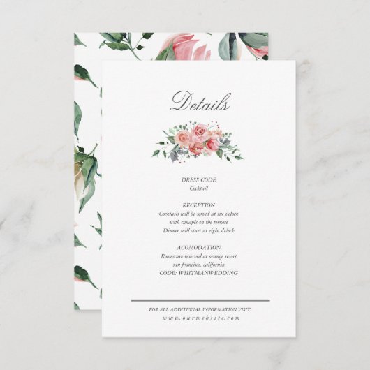 Mitternachtsblütenkarte mit den Blumendetails Begleitkarte (Vorne/Hinten)