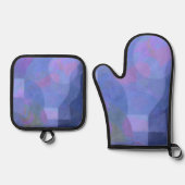 Mitternachtsbögen - Indigogeometrie Ofenhandschuh & Topflappen-Set (Vorderseite)