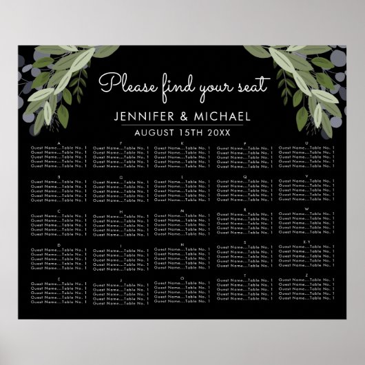 Mitternachtsbrille - Alphabetisches Seekarten Poster (Vorne)