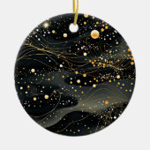 Mitternachtschwarz und Gold Futuristic Design Keramik Ornament (Vorne)