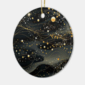 Mitternachtschwarz und Gold Futuristic Design Keramik Ornament (Links)