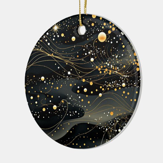 Mitternachtschwarz und Gold Futuristic Design Keramik Ornament (Links)
