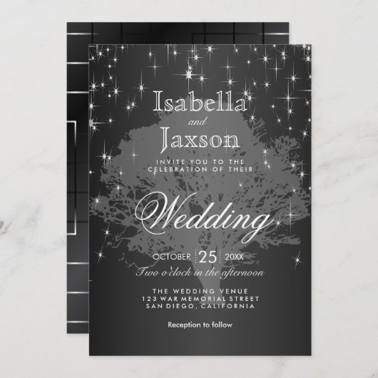 Mitternachtschwarz unter den Sternen Einladung zur (Vorne/Hinten)