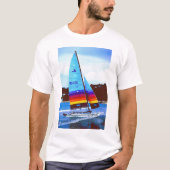 Mitternachtscowboy Hobie Segelboot T-Shirt (Vorderseite)
