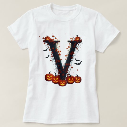 Mitternachtsdesign mit V-Buchstaben T-Shirt (Design vorne)