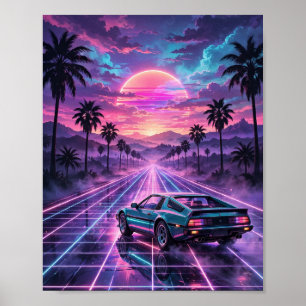 Mitternachtsfahrt — Retro Synthwave Auto Poster
