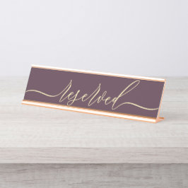 Mitternachtsfeige & Champagner Schrift Tisch reser Schreibtischnamensplakette
