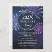 Mitternachtsfeuerwerk Sternenhimmel Silvester Part Einladung (Vorderseite)