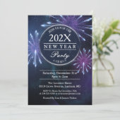 Mitternachtsfeuerwerk Sternenhimmel Silvester Part Einladung (Stehend Vorderseite)