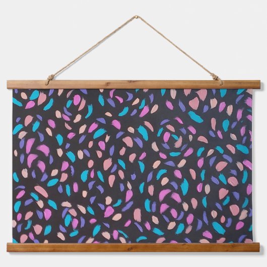 Mitternachtsflug farbenfrohe Print Wandteppich Mit Holzrahmen (Vorne)