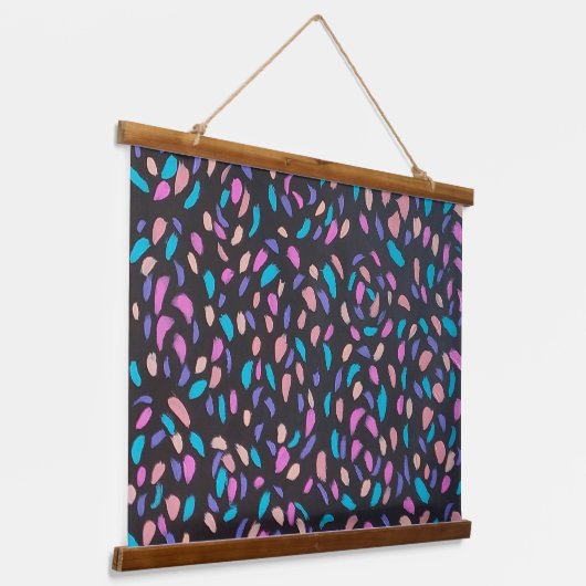 Mitternachtsflug farbenfrohe Print Wandteppich Mit Holzrahmen (Gewinkelt)